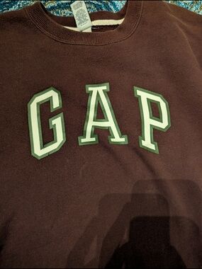 GAP Brown Crewneck Sweatshirt with Green Logo
